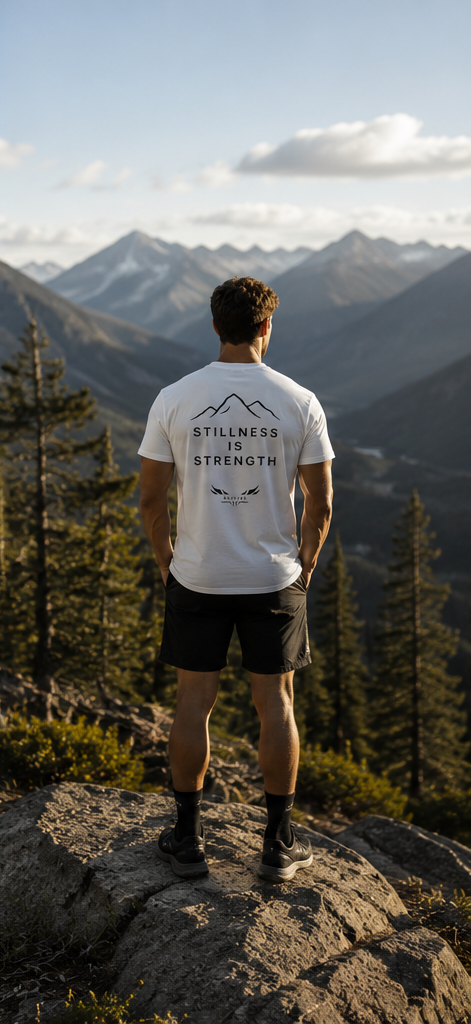 Premium Stillness Is Strength Tee lifestyle image